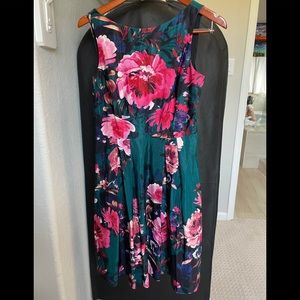 Eliza J Bright Floral Dress with pockets and back zipper closure